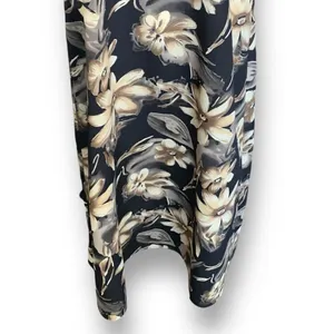 Vintage 90s Maxi Dress Black Tropical‎ Dark Floral Brown Sleeveless Bow Detail thumbnail 3