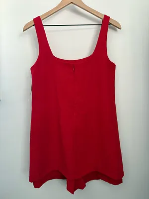 Anthropologie Maeve XS NEW Hidden Romper Mini Tank Dress Red Relaxed Preppy thumbnail 3