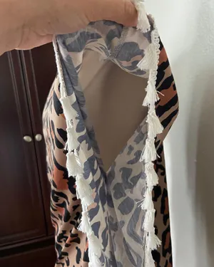 Cheetah Print Fringe Shawl Top thumbnail 3