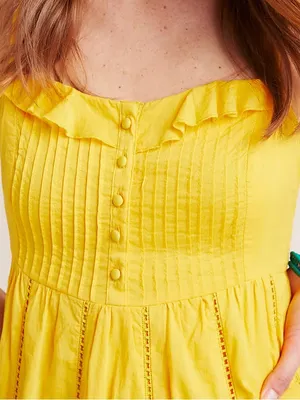 Maeve Arcadia Yellow Ruffled Spaghetti-Strap Tiered‎ Boho Maxi Dress thumbnail 3