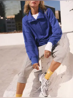 NWT Free people FP Movement Warm Down Pullover - Maliblue cobalt blue - Small thumbnail 3