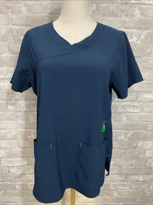 Carhartt Scrub Navy Top with Bright Green Trim thumbnail 1