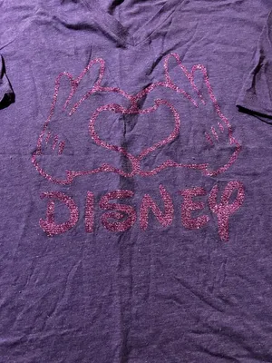 Bella + Canvas Disney Purple V-Neck with Glitter Heart Hands Graphic Size 2XL thumbnail 4