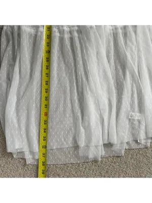 AE OFFLINE By Aerie Tiered Dot Mesh Maxi Skirt American Eagle NWT White L thumbnail 4