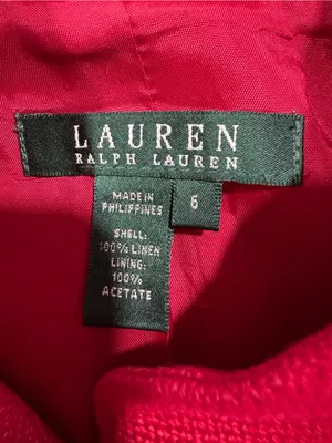 LAUREN Ralph Lauren Red Linen Military Jacket Mandarin Collar Brass Buttons Sz 6 thumbnail 10