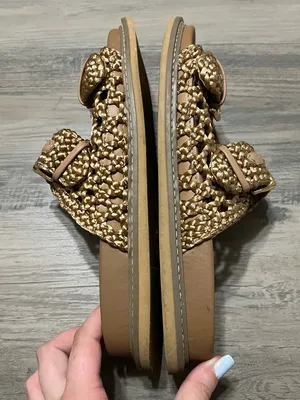 Joie Woman’s Gold Braided Buckle Summer Slide on Sandals Size 7.5M thumbnail 9