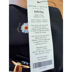 Alice + Olivia Daisy Print Duffel‎ Bag Stace Face Black Floral Weekender OS thumbnail 4