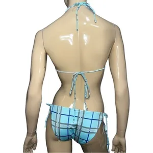 WIA W.I.A. Dolls Kill Womens Size S Blue Purple Gray Silver Plaid RIP Bikini Set thumbnail 7