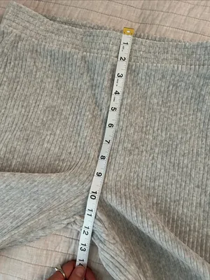 Aerie groove on velour light grey high rise pull on flare lounge pants M thumbnail 9