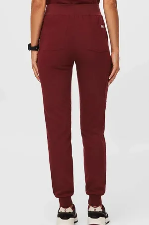 FIGS High Waisted Zamora Jogger Scrub Pants burgundy size large nurse scrubs pant thumbnail 12