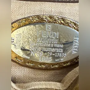 Fendi Gold Leather Selleria Villa Borghese‎ Satchel Shoulder Bag thumbnail 9
