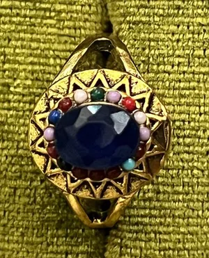 Vintage/Bohemian Design Stainless Steel Golden w/ Gemstones Statement Ring S 6 thumbnail 1