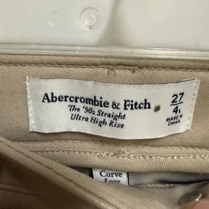 Abercrombie Curve Love Vegan Leather 90s Straight Pants Tan 27 Long High Rise 4‎ thumbnail 5