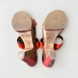 Coach‎ Jonah Leather Wooded Wedge Sandals Women' s Orange Gold sz 7B thumbnail 5