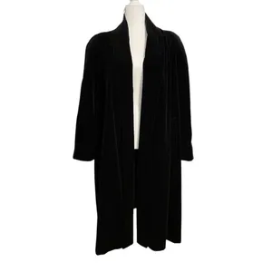 Vintage 80s Black Velvet Collections Overcoat Dress Coat Size Medium thumbnail 3