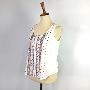 Vintage western embroidered white button up tank top Size Medium 9-10 thumbnail 3
