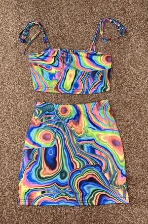 SheIn Vibrant Psychedelic Two Piece Set thumbnail 1