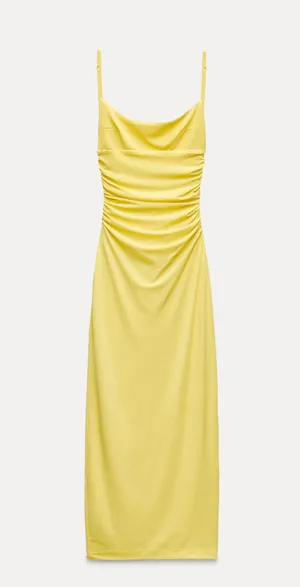 ZARA dress maxi bodycon fitted Yellow Sleeveless open back wedding party thumbnail 12