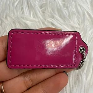 2" COACH Pink Patent Leather Fob Bag Charm Hang tag Hangtag thumbnail 2