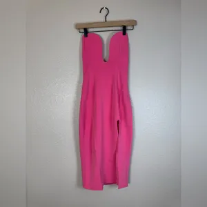 h:ours Lazaro Strapless Plunge Midi Dress in Pink Candy size XS NEW $160 thumbnail 4