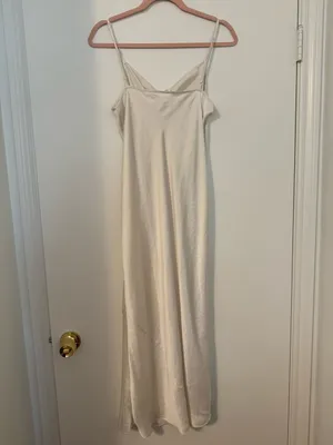 NWT Aritzia | Wilfred | Only Slip Midi Dress in Light Birch Size XL thumbnail 14