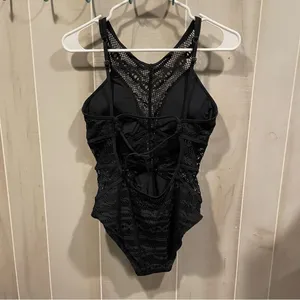 Sexy black lace overlay Becca tie back fairy whimsigoth swim suit beach pool thumbnail 9