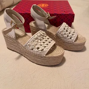 Tory Burch Women's Cream Espadrille Wedge Sandals thumbnail 1