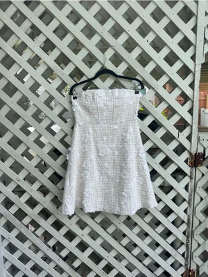 Free People Anthropologie Sundream Strapless Tweed Floral Mini Dress thumbnail 9