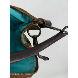 Vtg 2006‎ GAP Hobo Bag Brown Teal Floral Print Canvas Leather Trim Shoulder Bag thumbnail 5