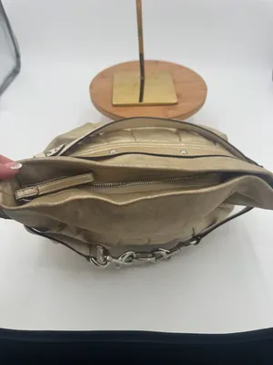 Coach Vintage Metallic Gold Pleated Hobo Bag Y2K Leather Shoulder Bag thumbnail 10