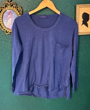FRESH PRODUCE Navy Blue Long Sleeve Top, 100% Cotton, Size XS thumbnail 1