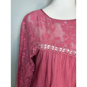 Free People FP One Golden Age Lace Long Sleeve Open Back Cotton Top Small thumbnail 2