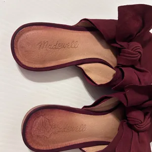 Madewell burgundy pointy toe bow slide mules shoes size 7.5 thumbnail 7