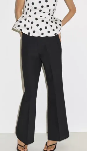 Zara Black Flared Side Slit Trousers thumbnail 1