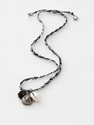 NEW Free People Ride Along Braided Strand Necklace Shell Black thumbnail 2