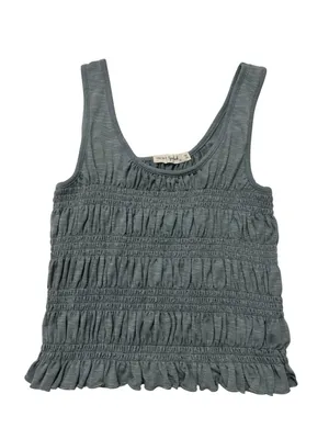 Blue Smocked Ruffle Tank Top Size M thumbnail 2