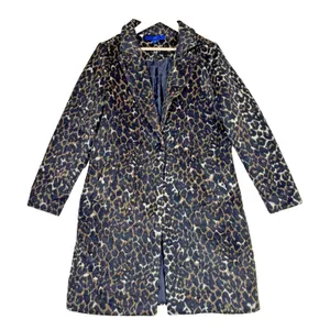 Apt 9 Womens Cheetah Leopard Print Overcoat Single Button Long Jacket Small NEW thumbnail 1