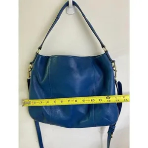 Coach Medium W Adjustable Strap Blue Leather Cross thumbnail 5