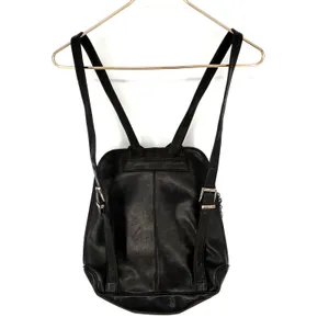 Perlina Black Leather Backpack Purse Women's Shoulder Bag Genuine Leather thumbnail 2