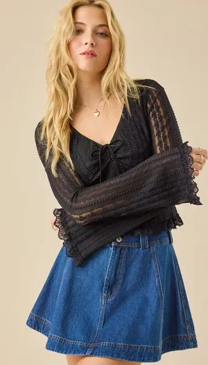 Altar D State Boston Bell Sleeve Lace Top thumbnail 1
