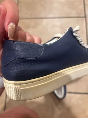 Tory Burch Tory Sport Navy Ruffle Leather Lace Up Sneakers thumbnail 7