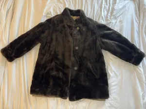 VTG faux fur Coat Reversible Chocolate Brown Beige Old Money thumbnail 1