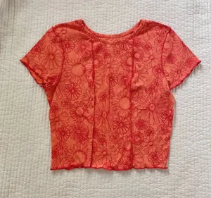 Orange hibiscus Hawaiian floral baby tee thumbnail 1