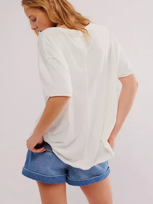 Free People We the Free White Tee Size XL Linen Cotton Shirt Top thumbnail 2