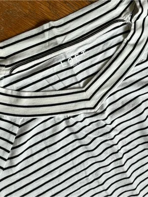 LOFT White Black Striped Top Large‎ ~ Pullover Womens Large Stretchy Loose Fit thumbnail 2