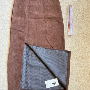 Corduroy Midi Skirt Women Small Brown New High Waist Front‎ Slit with Belt xxs thumbnail 8