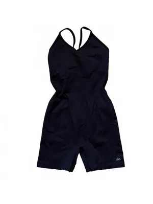 Alo Yoga Seamless Ribbed Favorite Romper Jumpsuit Black Women's Size Large thumbnail 3