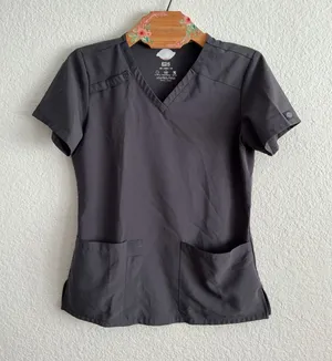 Dickies EDS Essentials Scrub Top XS Excellent Gray V-Neck Short Sleeve Stretch thumbnail 1