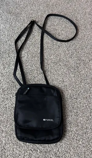 G-Force Black Nylon Crossbody Travel Bag Small Utility Pouch with ID‎ Window thumbnail 1