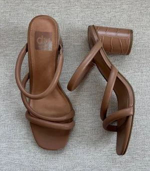 DV Dolce Vita Priana Tan Puffy Strappy Block Heel Sandals Summer Heels Size 8 thumbnail 1